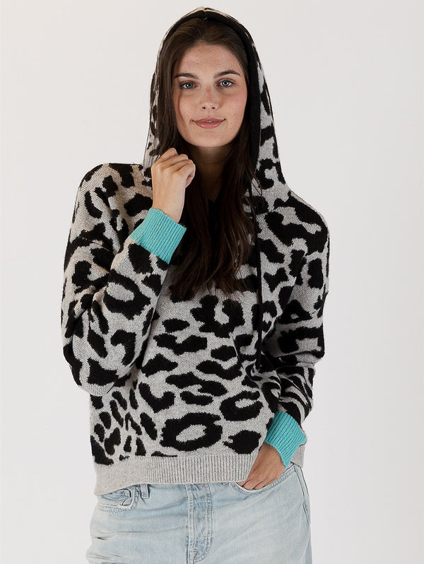 Nyla Leopard Hoodie Sweater - Grey-LYLA+LUXE-Over the Rainbow