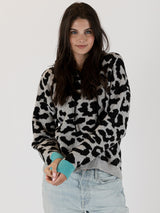 Nyla Leopard Hoodie Sweater - Grey-LYLA+LUXE-Over the Rainbow