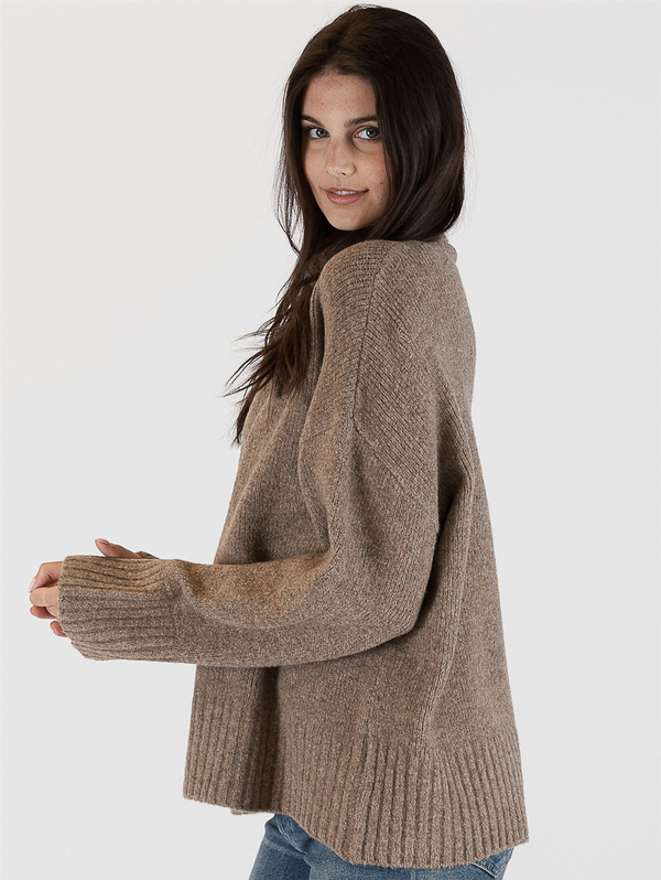 Oliver Mock Neck Sweater - Driftwood-LYLA+LUXE-Over the Rainbow