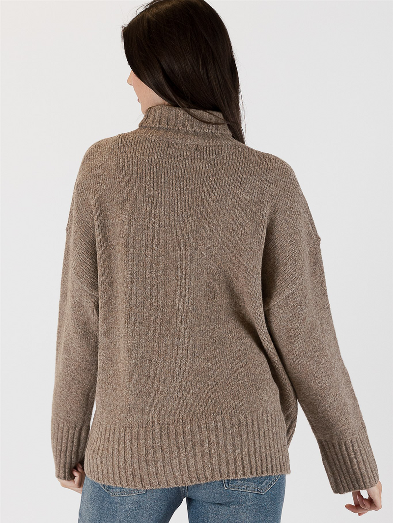 Oliver Mock Neck Sweater - Driftwood-LYLA+LUXE-Over the Rainbow