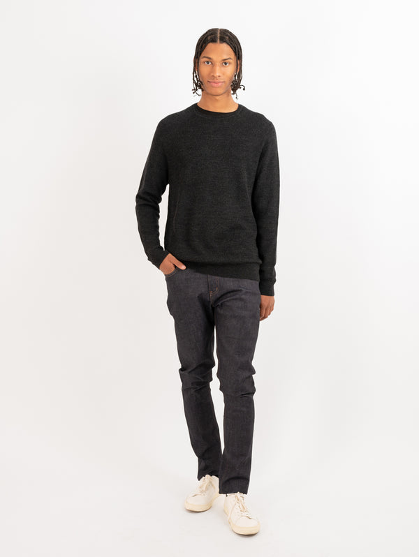 Merino Wool Ribbed Crewneck Sweater - Noir-Patrick Assaraf-Over the Rainbow