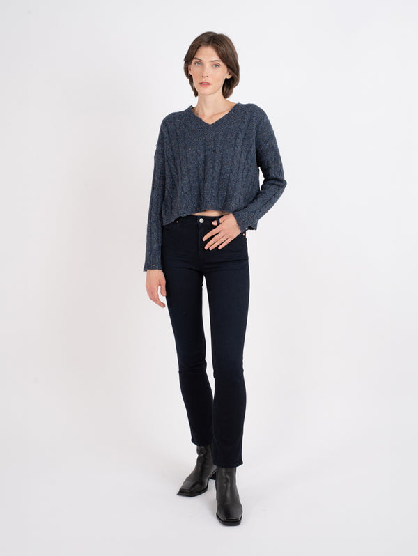 V-neck Cable Crop Sweater - Riverwash-AUTUMN CASHMERE-Over the Rainbow