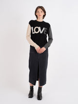 Love Color Block Crew neck Sweater - Black-BRODIE-Over the Rainbow