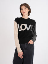 Love Color Block Crew neck Sweater - Black-BRODIE-Over the Rainbow