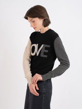 Love Color Block Crew neck Sweater - Black-BRODIE-Over the Rainbow