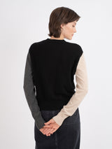 Love Color Block Crew neck Sweater - Black-BRODIE-Over the Rainbow