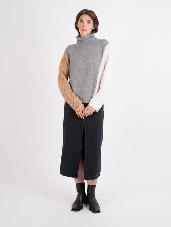 Color Block Sweater - Nickle-AUTUMN CASHMERE-Over the Rainbow