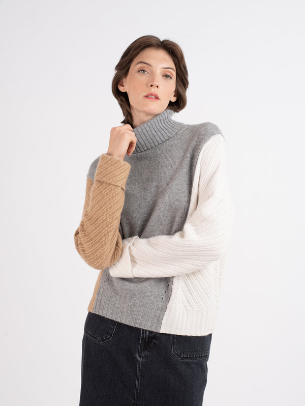 Color Block Sweater - Nickle-AUTUMN CASHMERE-Over the Rainbow