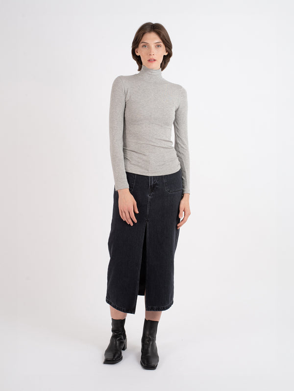 Rib Turtleneck Top - Gris-FRAME-Over the Rainbow