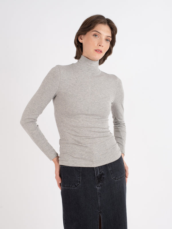 Rib Turtleneck Top - Gris-FRAME-Over the Rainbow