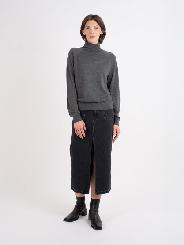 Long Sleeve Superfine Merino Crew - Slate-Patrick Assaraf-Over the Rainbow