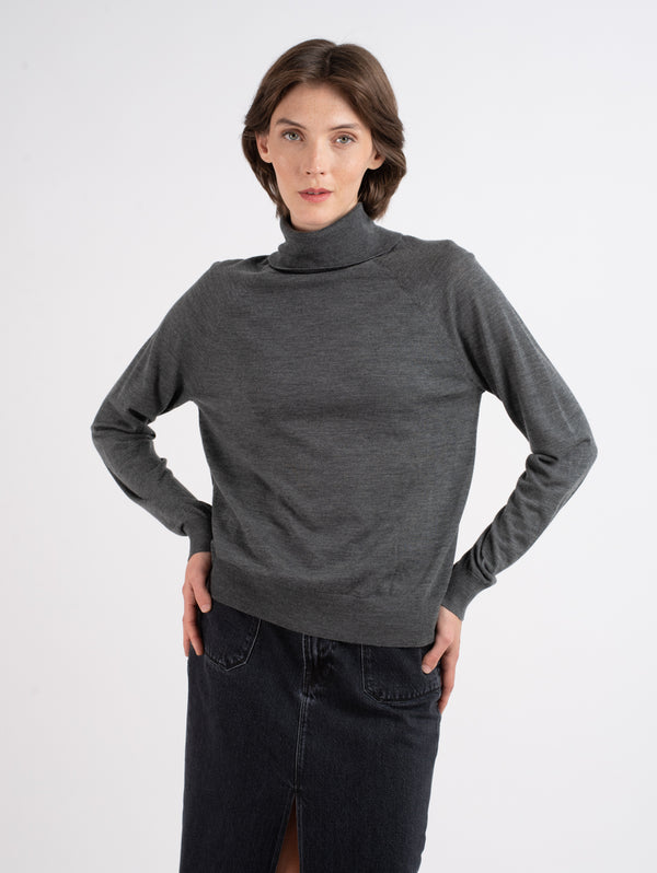 Long Sleeve Superfine Merino Crew - Slate-Patrick Assaraf-Over the Rainbow