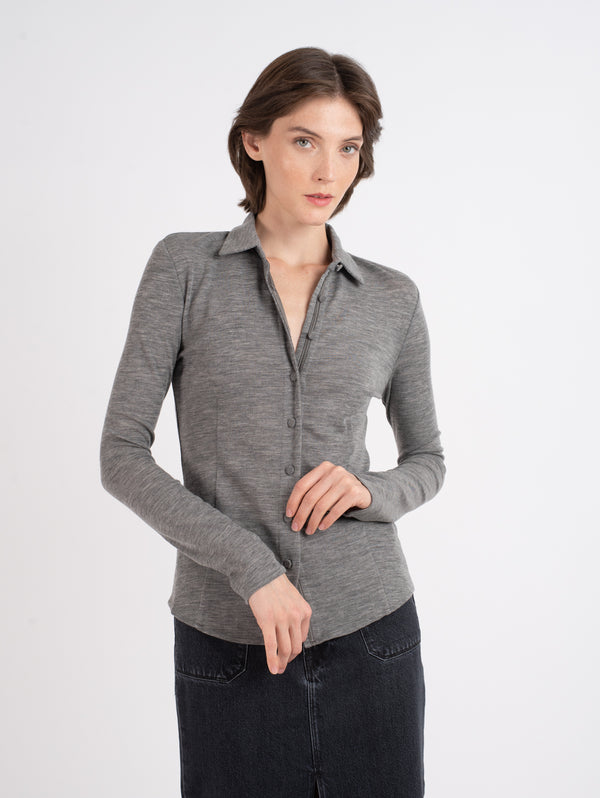 Harlow Shirt - Heather Grey-RAG + BONE-Over the Rainbow