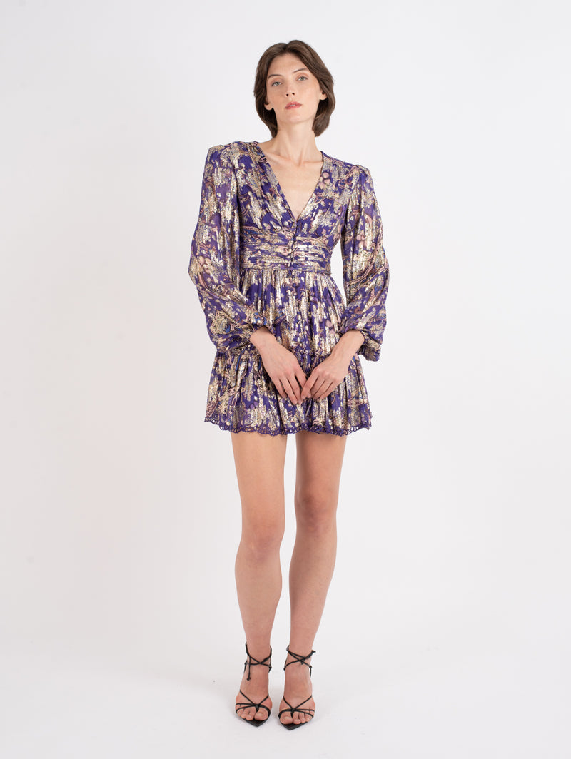 Viha Mini Dress - Purple-HEMANT&NANDITA-Over the Rainbow