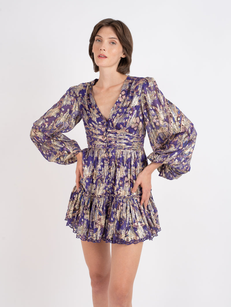 Viha Mini Dress - Purple-HEMANT&NANDITA-Over the Rainbow