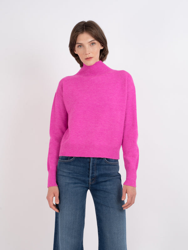 Mabel Mock Neck Sweater - Magenta-LYLA+LUXE-Over the Rainbow