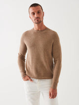 Merino Wool Ribbed Crewneck Sweater - Barn Owl-Patrick Assaraf-Over the Rainbow