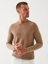 Merino Wool Ribbed Crewneck Sweater - Barn Owl-Patrick Assaraf-Over the Rainbow