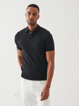 Cupro Button Polo - Black