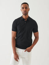 Cupro Button Polo - Black