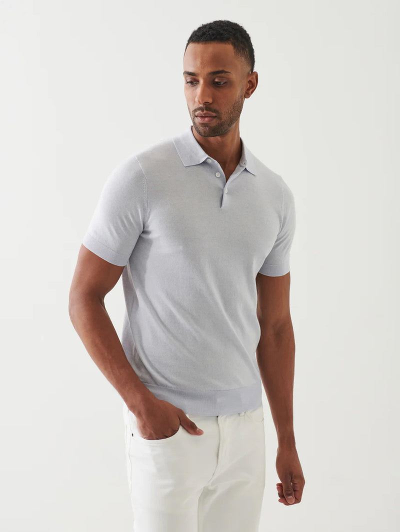 Cupro Button Polo - Ocean