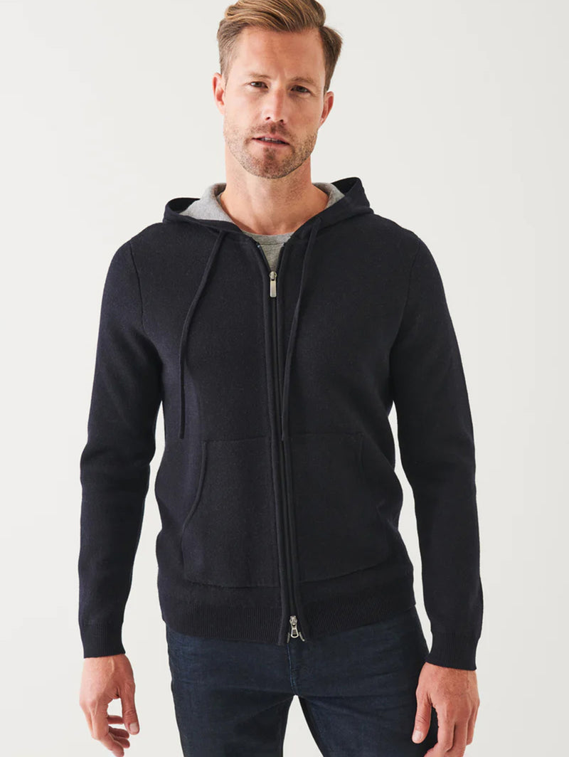 Full Zip Double Face Hoodie - Dark Navy-Patrick Assaraf-Over the Rainbow