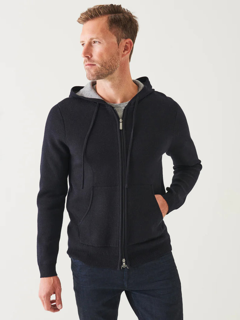 Full Zip Double Face Hoodie - Dark Navy-Patrick Assaraf-Over the Rainbow