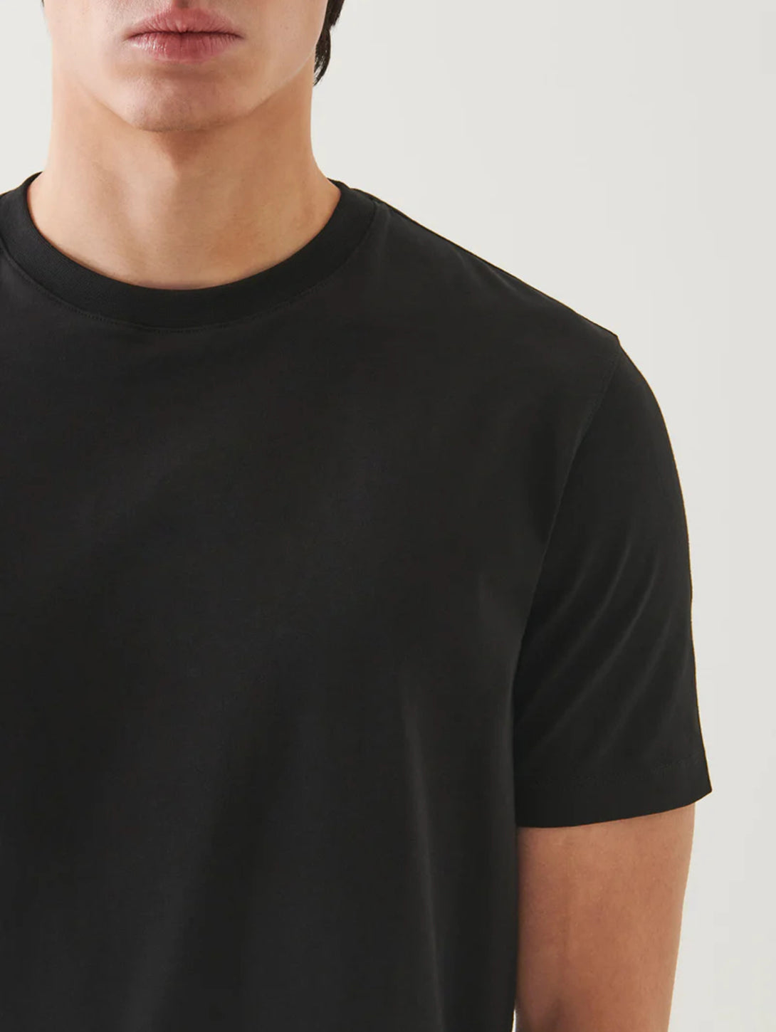 Organic High Neck T-Shirt - Black-Patrick Assaraf-Over the Rainbow