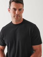 Pima Stretch Brushed T-Shirt - Black-Patrick Assaraf-Over the Rainbow