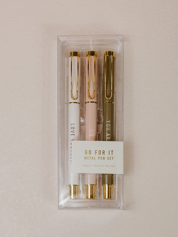 Inspirational Metal Pen Set- Go For It-SWEET WATER DECOR-Over the Rainbow
