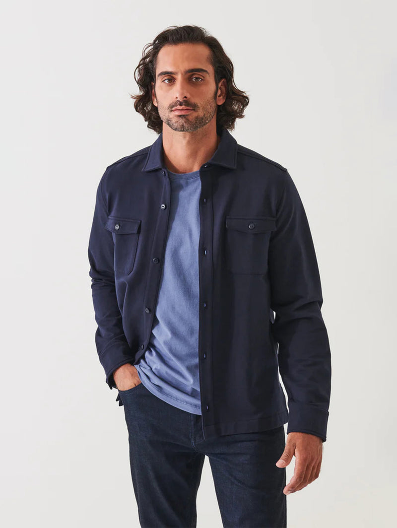 Pima Cotton French Terry Over Shirt - Navy-Patrick Assaraf-Over the Rainbow