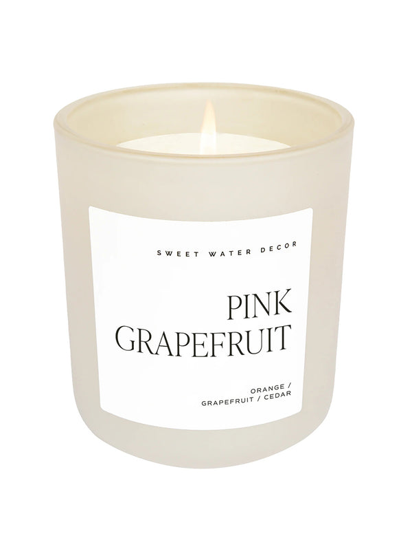 Matte 15oz Soy Candle - Pink Grapefruit-SWEET WATER DECOR-Over the Rainbow
