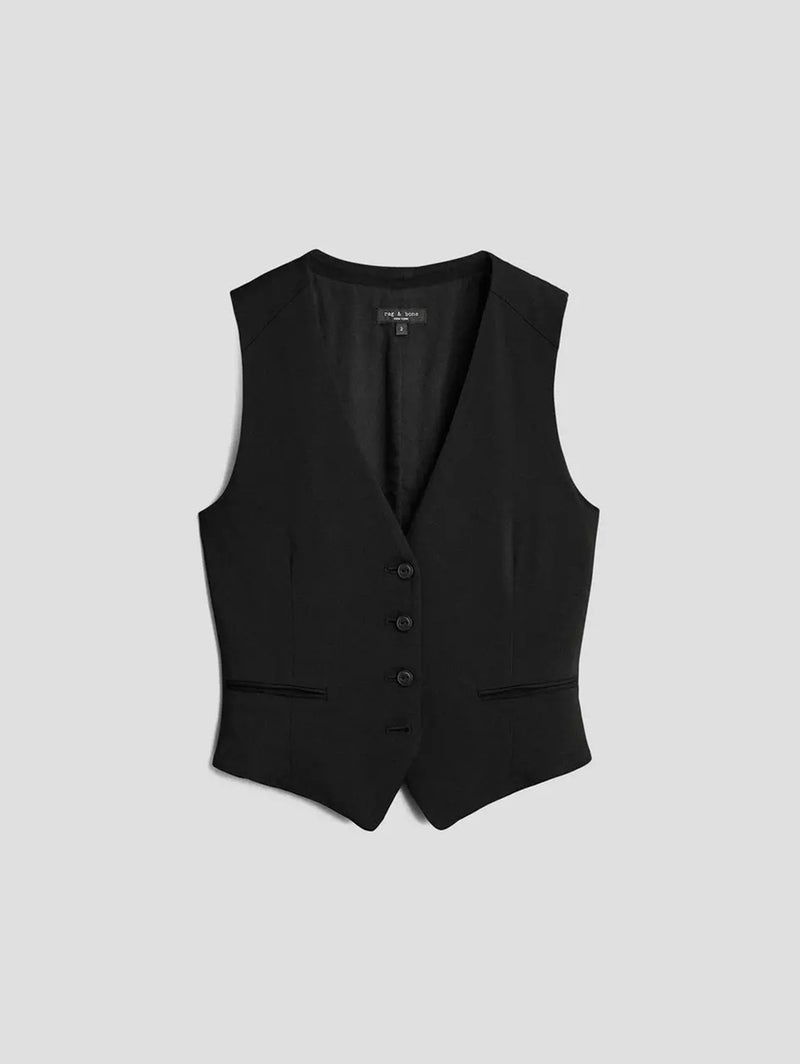 Priya Crepe Vest - Black-RAG + BONE-Over the Rainbow