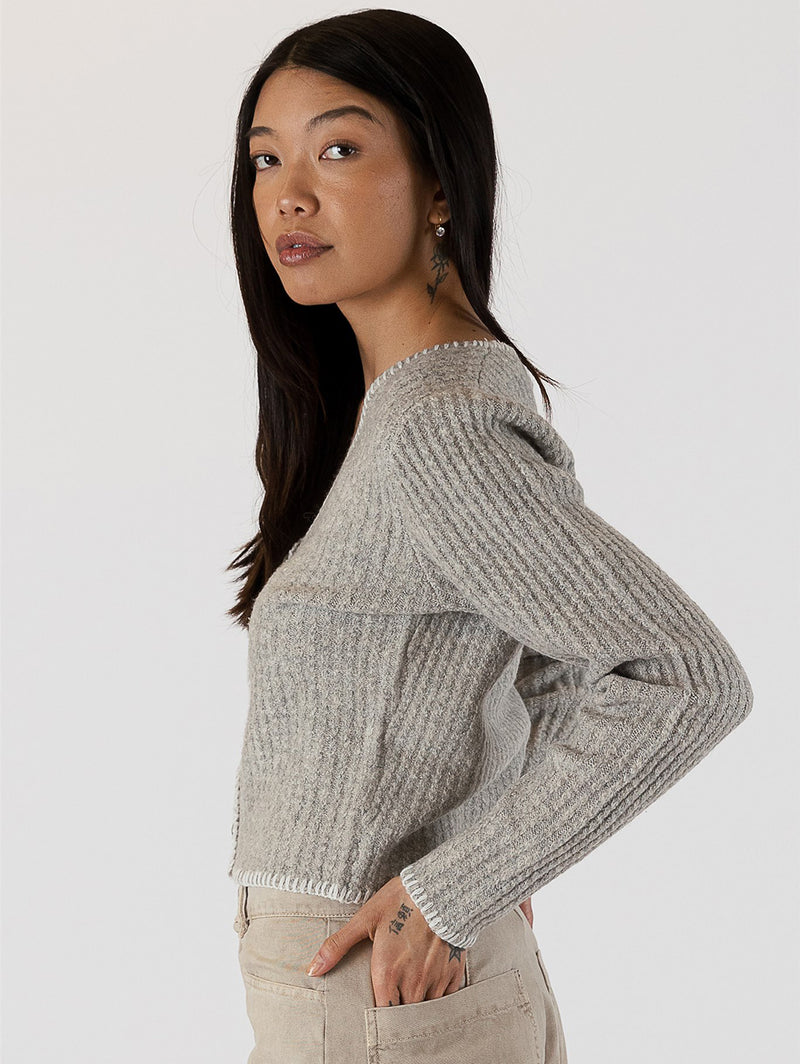 Quinn Cardigan - Grey-LYLA+LUXE-Over the Rainbow