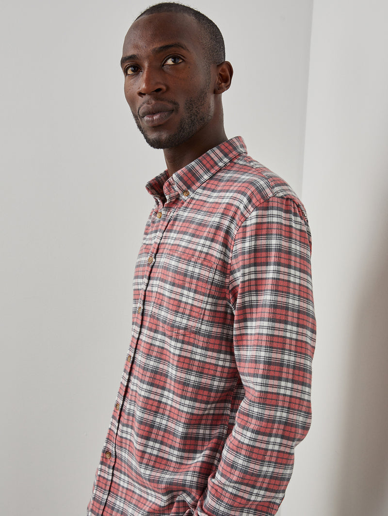 Reid Shirt - Scarlet Charcoal White-Rails-Over the Rainbow