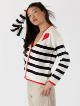 Riva Heart Cardigan - White Navy Stripe-LYLA+LUXE-Over the Rainbow