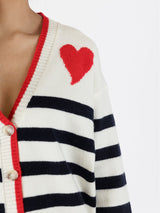 Riva Heart Cardigan - White Navy Stripe-LYLA+LUXE-Over the Rainbow