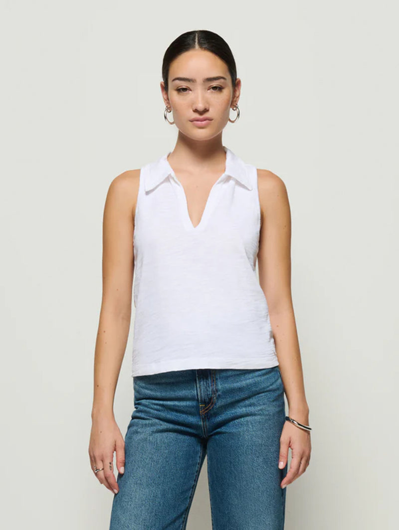 Roberta Collared Tank - Optic White