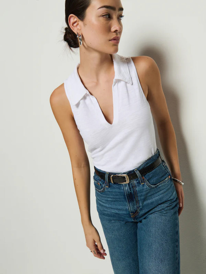 Roberta Collared Tank - Optic White