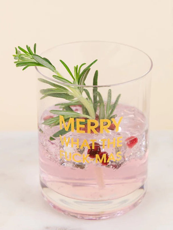 Rocks Glass - Merry WTFMas-CHEZ GAGNE LETTERPRESS-Over the Rainbow