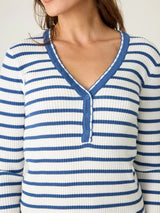 Seaside Striped Rib Top - Ivory