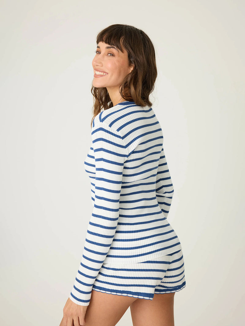 Seaside Striped Rib Top - Ivory