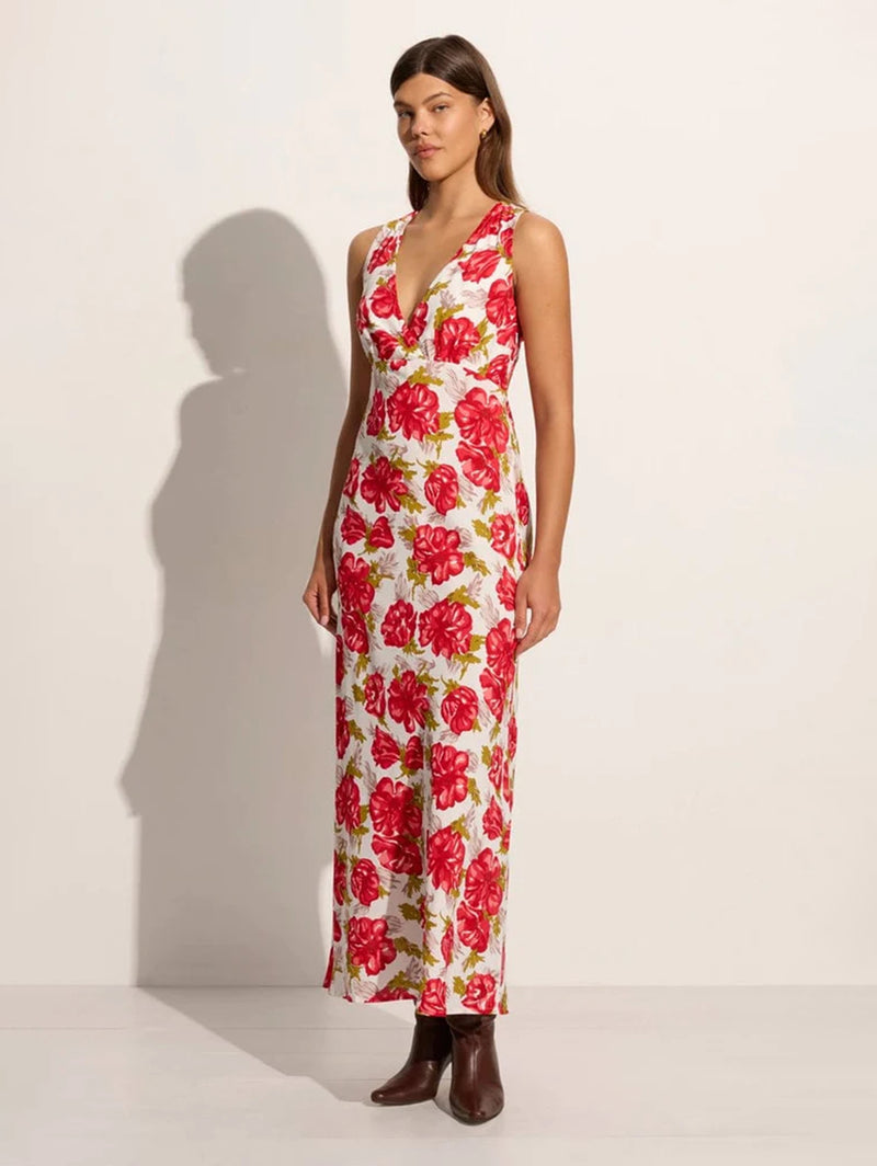 Acacia Maxi Dress - Isadora Floral Red-FAITHFULL THE BRAND-Over the Rainbow