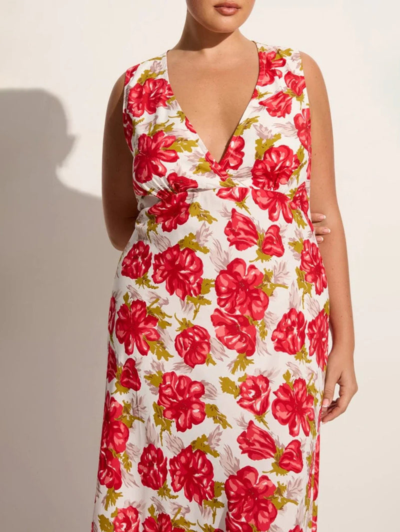 Acacia Maxi Dress - Isadora Floral Red-FAITHFULL THE BRAND-Over the Rainbow