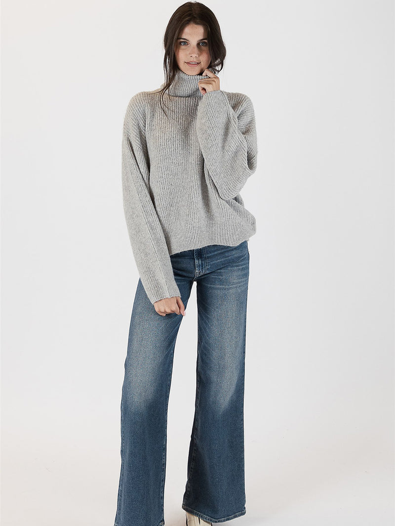 Sahar Mock Neck Rib Sweater-LYLA+LUXE-Over the Rainbow