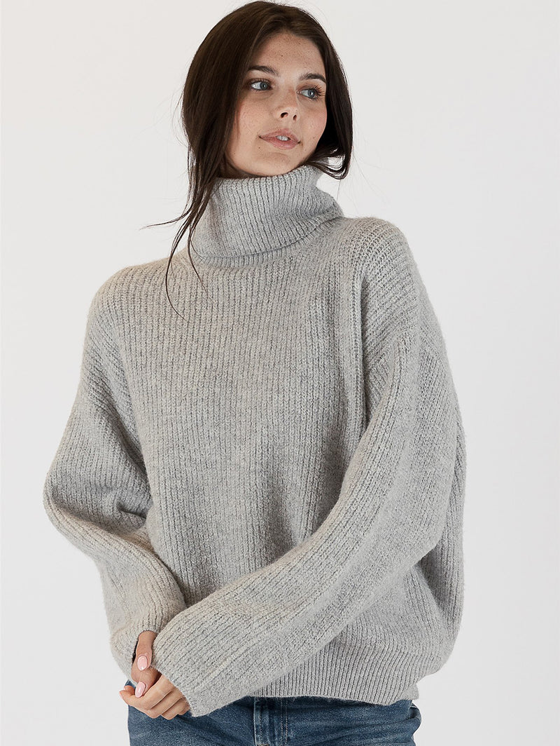 Sahar Mock Neck Rib Sweater-LYLA+LUXE-Over the Rainbow