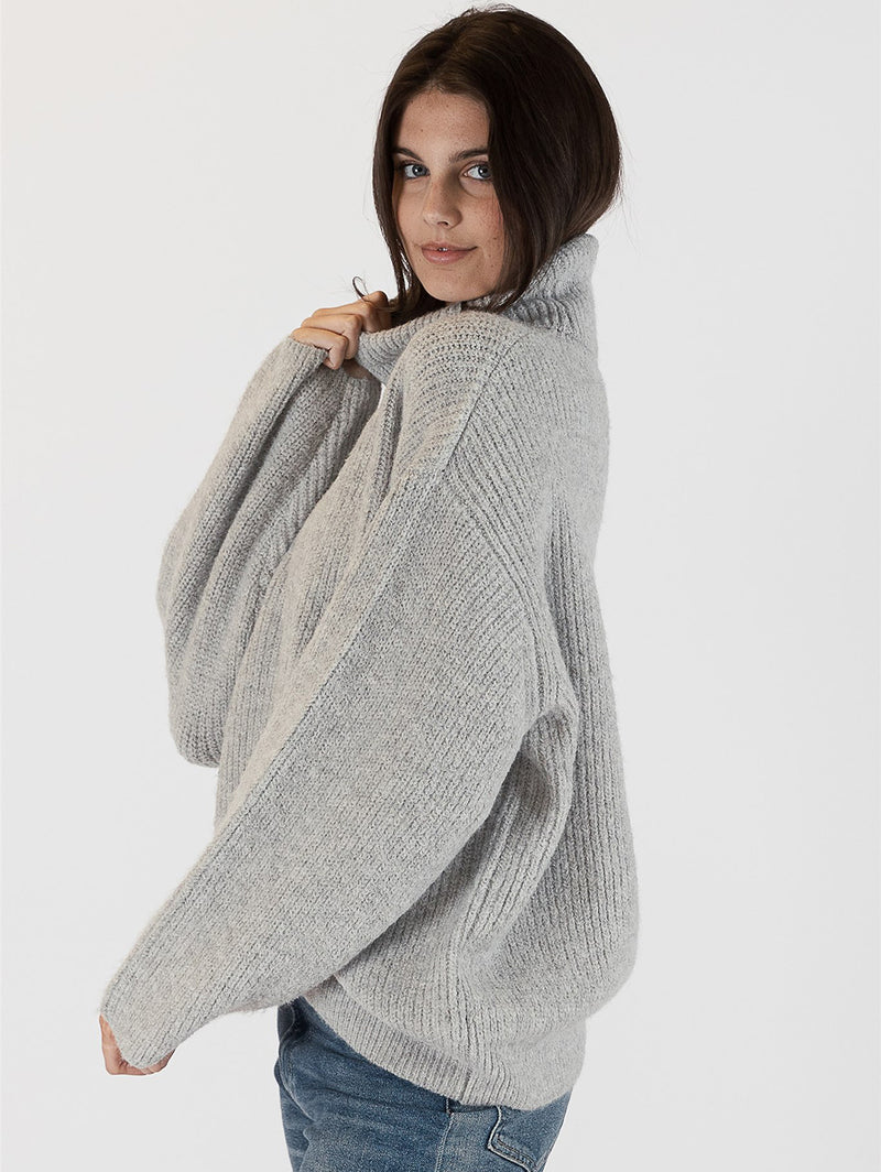 Sahar Mock Neck Rib Sweater-LYLA+LUXE-Over the Rainbow