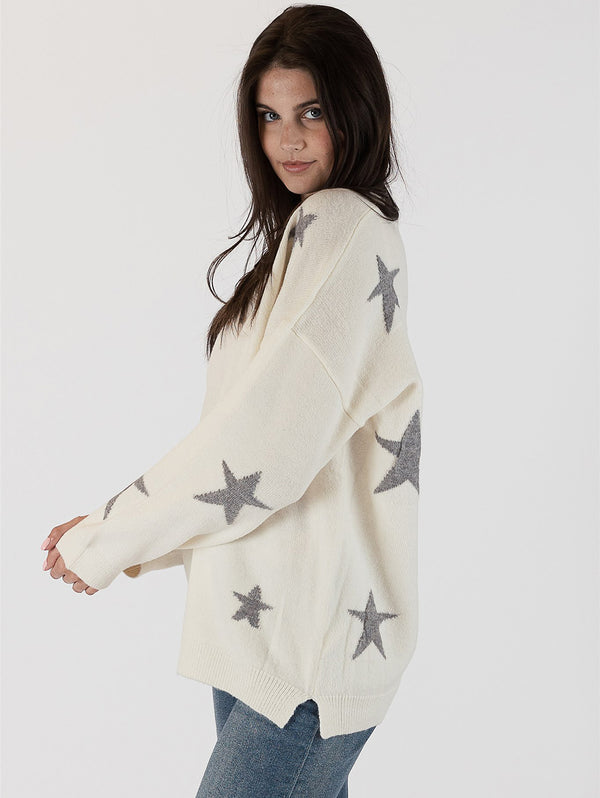 Shelly Star Sweater - White/Grey-LYLA+LUXE-Over the Rainbow