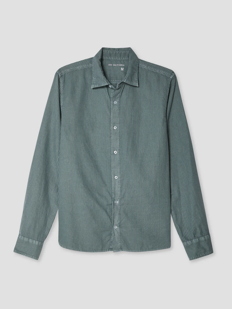 Pigment Yarn Dye Shirt - Petrol Stripe