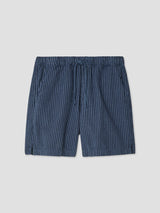 Hemp Stripe Easy Short - Blue/Navy